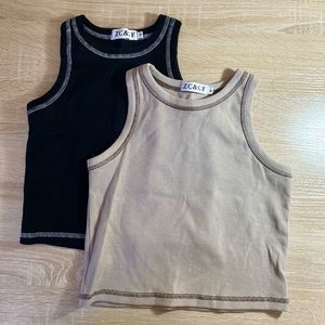 Ribbed High-Neck Crop Tops